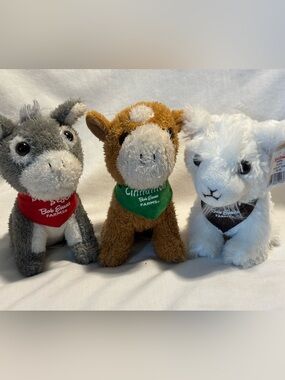 Lot of 3 ~ Bob Evans Farms 6” Plush Cinnamon Horse~Short Stack Donkey~Tator Goat